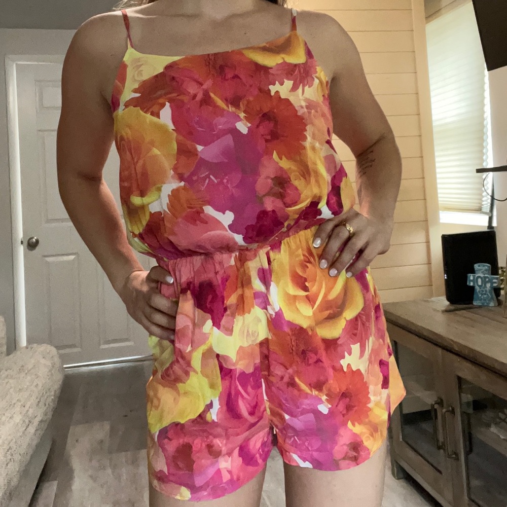 The sweetest silk rose romper 😍